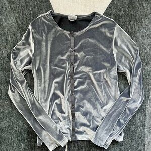 Vintage 90s Old Navy Silver Shimmer Velvet Cardigan